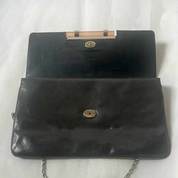 Vintage MardaneElegant Dark Grey Leather Clutch with Silver Accent - Picture 5 of 6